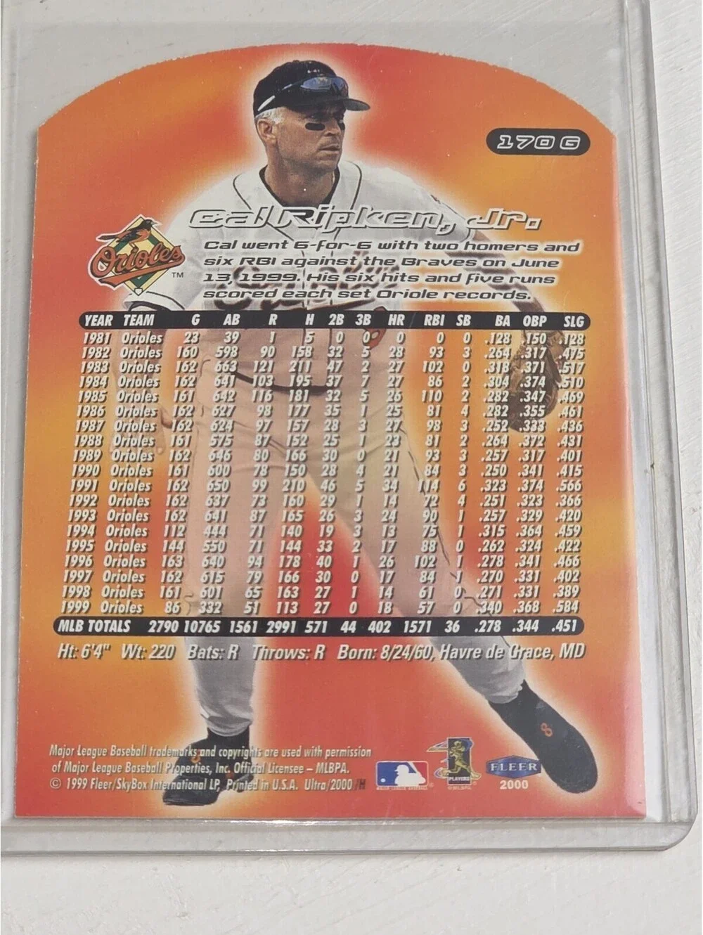2000 Fleer Ultra #170G (GOLD MEDALLION EDITION) Cal Ripken Jr.